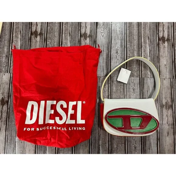 Diesel 1DR shoulder bag White Red Green Logo